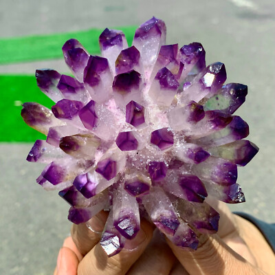 355G New Find purple PhantomQuartz Crystal Cluster MineralSpecimen