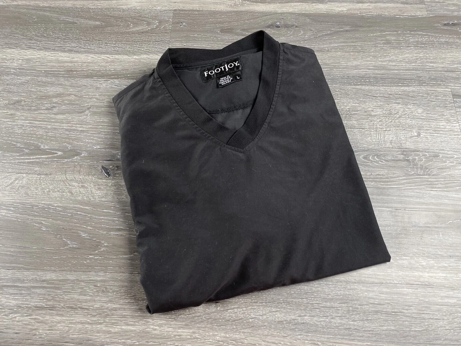 FOOTJOY V-Neck Long Sleeve Black Pullover Windbreaker Jacket Men's Size Large