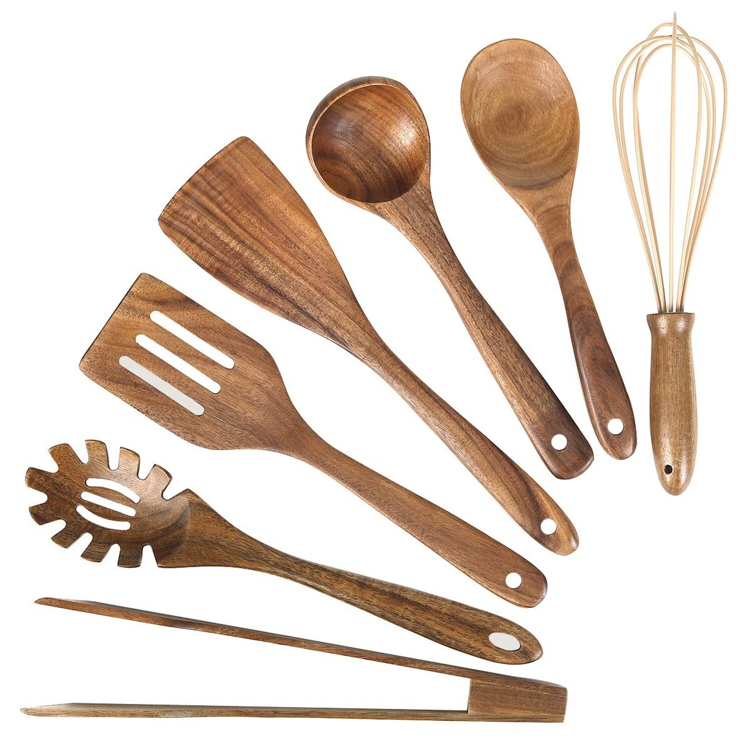 Wooden Utensil for Cooking , Wood Kitchen Utensils Cooking Set Teak Wood Spoo...