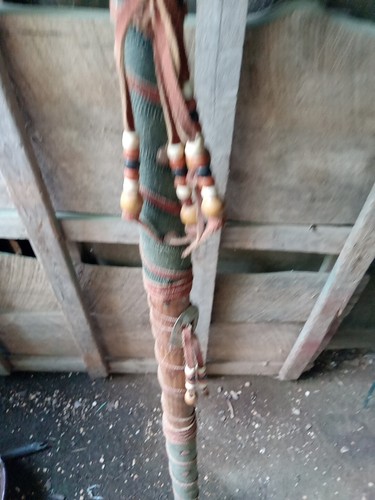 Native American Style Medicine Staff Vintage 1990s Aprox 6' Tall Antler To Horn - Picture 8 of 12