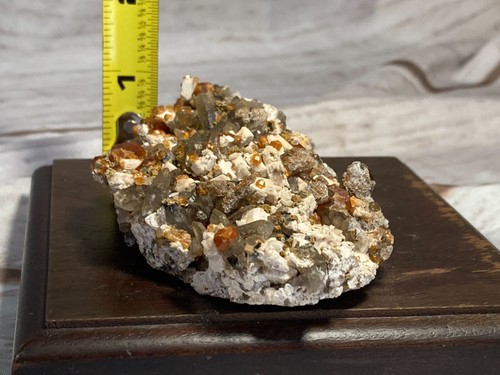 Natural Garnet and Smoky Quartz Crystal Cluster on Wood Stand from China #221 - Picture 8 of 9