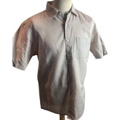 Uniqlo Beige Brown Short Sleeve Linen Summer Shirt Mens Size Medium Z1 Ebay