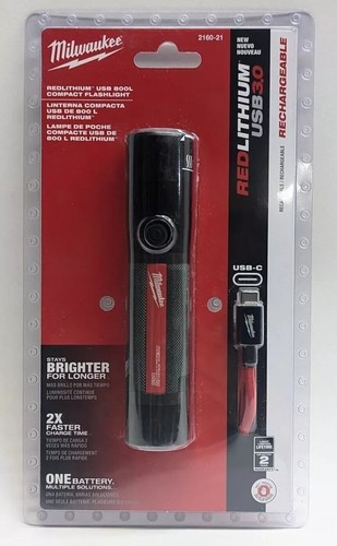 Milwaukee 2160-21 Redlithium USB Rechargeable Compact Flashlight 800 Lumens New
