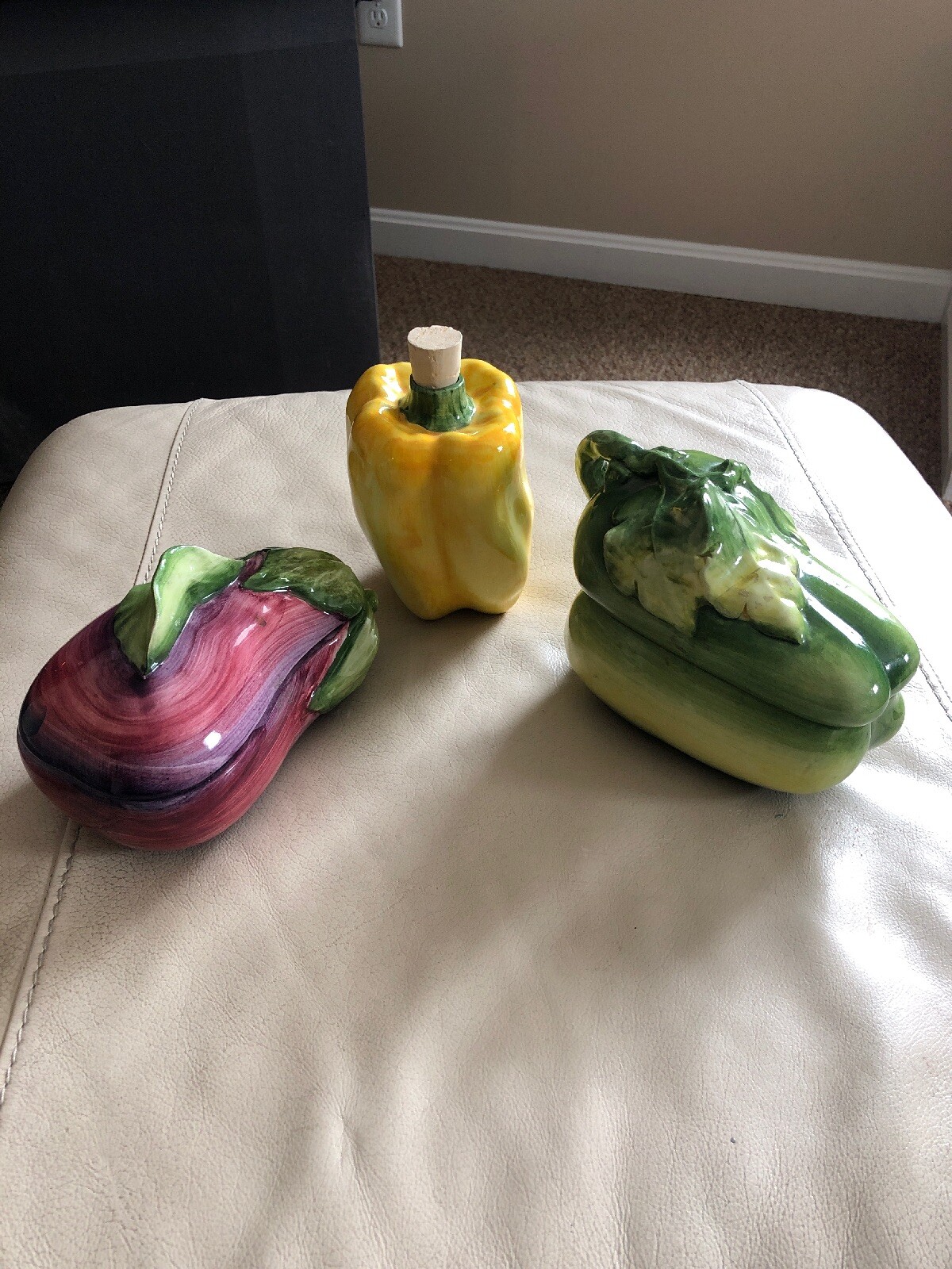 Green & Yellow Pepper Egg Plant Serving Dish Platter Kitchen Green & Yellow Pepper Egg Plant Serving Dish Platter Kitchen