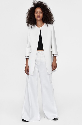 ZARA White Tassel 3/4 Jacket Coat! 2753 