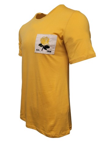 Kent & Curwen Mustard T-Shirt Rose Patch Football Terrace Casuals Norwich City - Picture 2 of 4