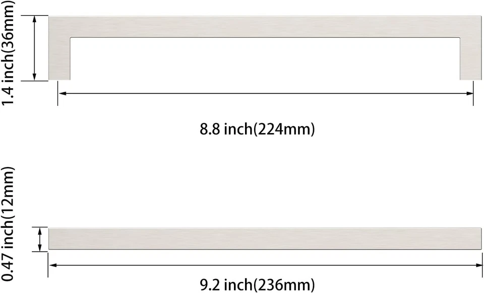 Paquete de 10 perillas de gabinete de cocina Asidrama tiradores de cajón níquel satinado cepillado 8,8 pulgadas Foto 3 de 4
