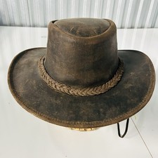 Men  Women Brown Genuine Leather Cowboy Western Hat SMALL New w Tags Cow Hide