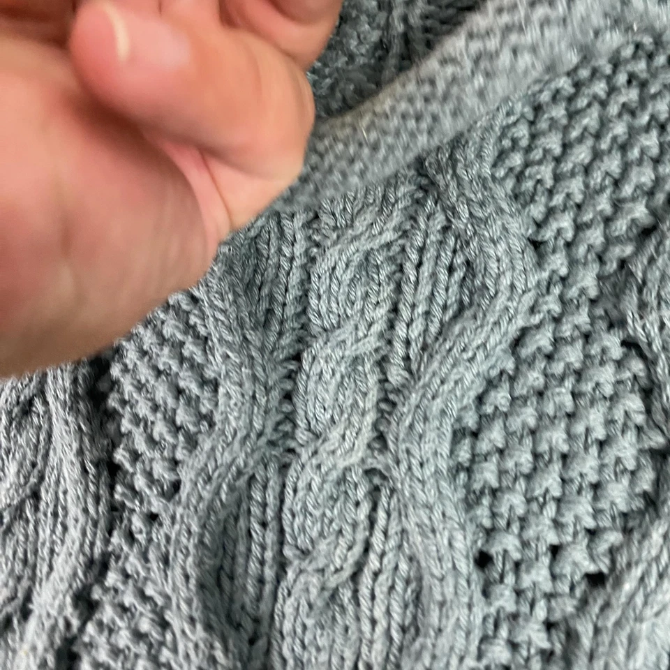 Suéter Eddie Bauer Mujer Medio Verde Tejido con Cable Cuello Simulado Algodón Pullover Foto 4 de 4