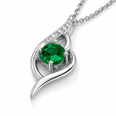 Lab-Created Emarald & Lab-grown Diamond Splendor Pendant in 10k gold for women