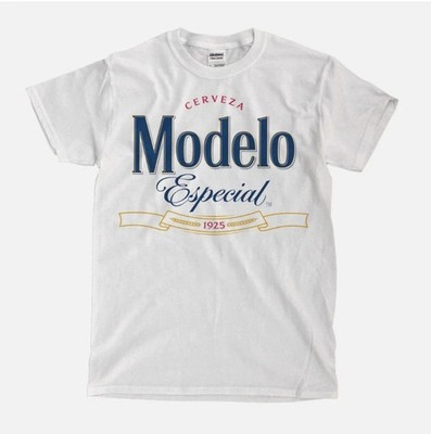 Modelo Especial Beer Logo T-Shirt   White Vintage Mexican Graphic Tee