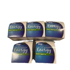 Lot 5 Leggs Sheer Energy Medium Support Leg Control Top 65410 Off Black Size A