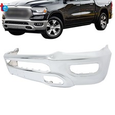 Split Chrome W Fog Light Holes Steel Front Bumper Face Bar For Ram 1500 2019-24