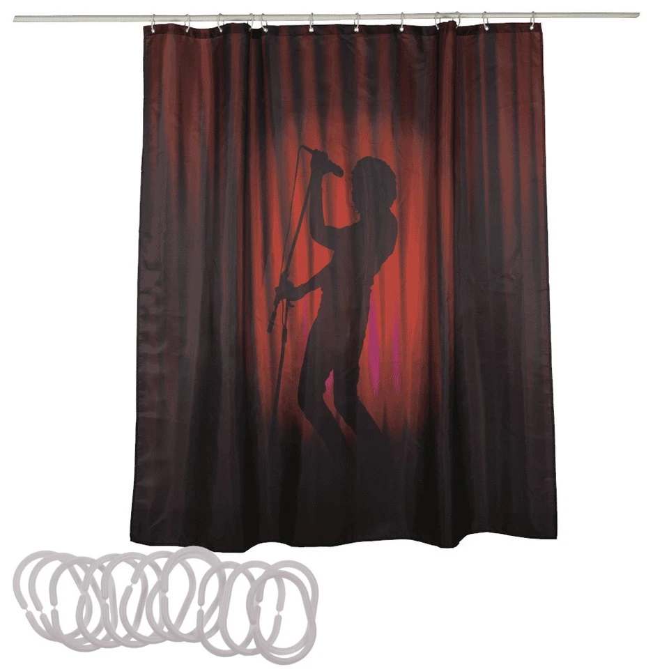 Duschvorhang Singer Silhouette Sänger Schatten Figur 180 x 180 cm Badewanne NEU - Bild 1 von 1