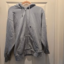Aritzia TNA Cozy Fleece Boyfriend Hoodie S Full Zip Blue Sweatshirt Drawstring
