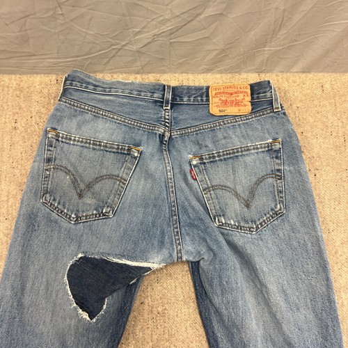 Levi's 501 Jeans Mens 32x34 Blue 2000s Patchwork Flared Modified Hippie - Picture 7 of 12