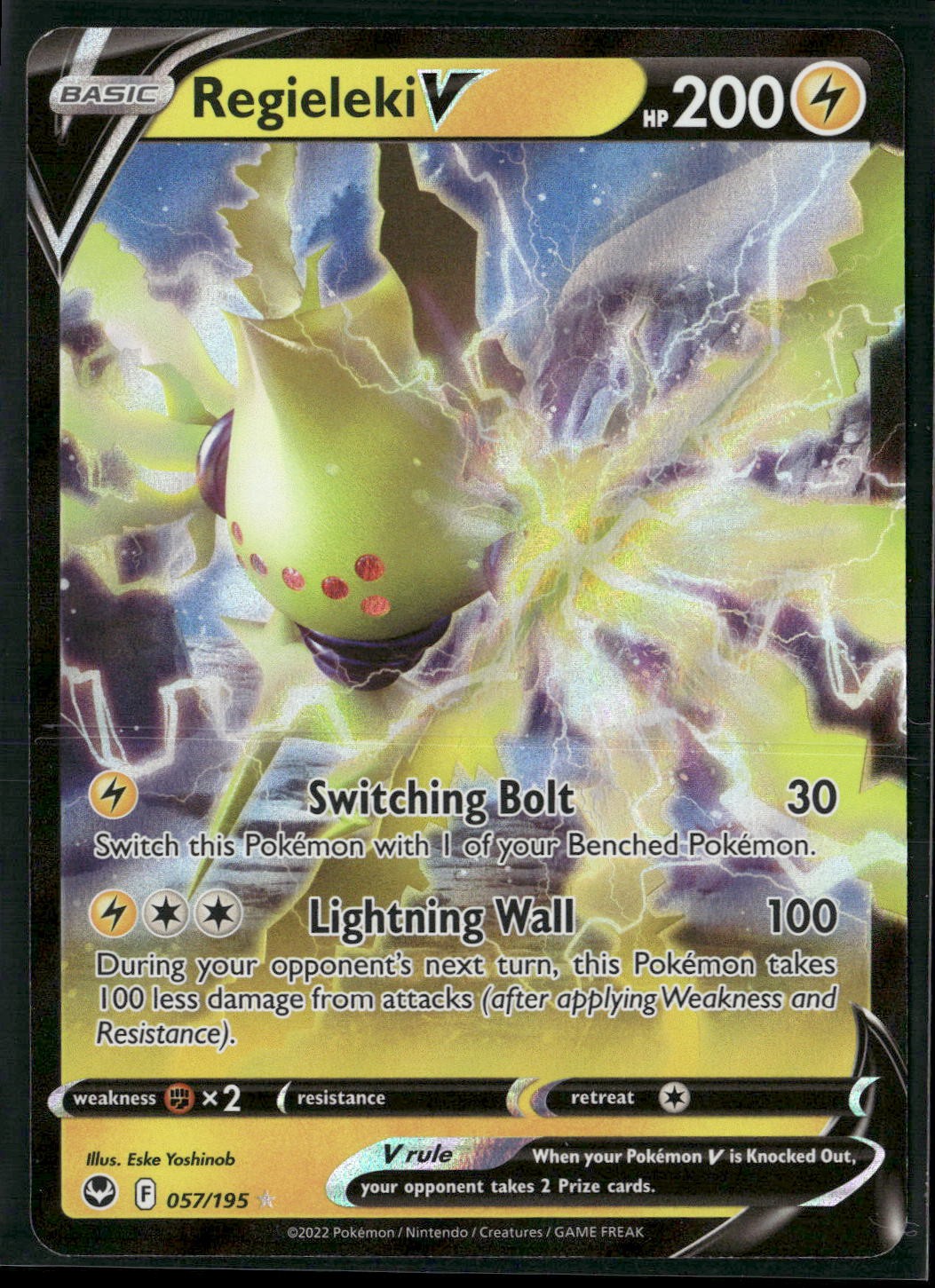Regieleki V Holo Ultra Rare SWSH12: Silver Tempest 057/195 NM