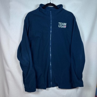 Olympics Team USA Fleece Zip Up Men's Large Navy Athletic Sports Olymian