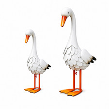 Porch Goose Statue Metal 17&23 Inch Decor For Porch Patio Lawn Garden Displays