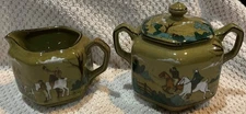 Fox Hunt Hunting Buffalo Pottery creamer and Sugar Fallowfield Hunt