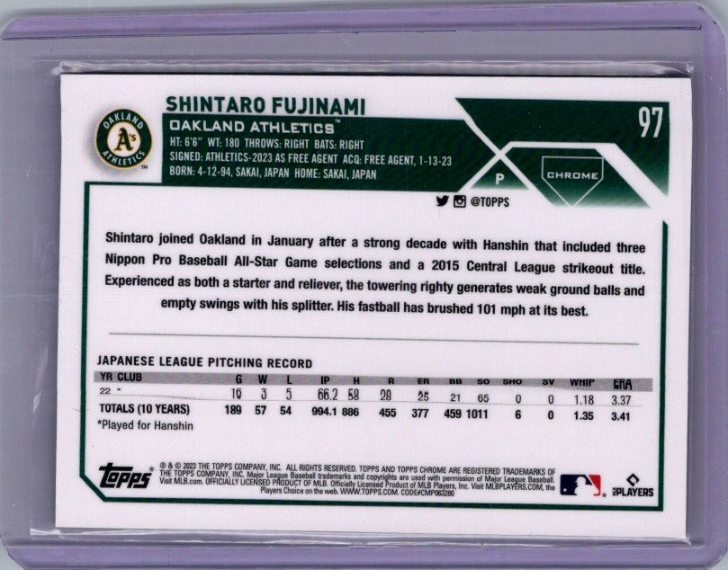 tomomo 2023 Topps Chrome Logofractor Edition - Shintaro Fujinami