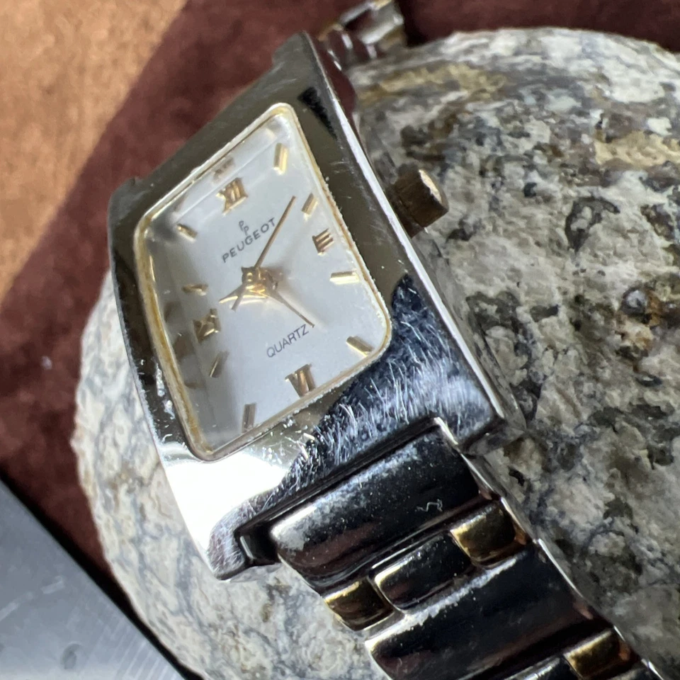 Peugeot ~ Reloj Mujer Oro + Plata Dos Tonos De Colección ~ 7” ~ 49.3g ~ Sin Probar Foto 4 de 4