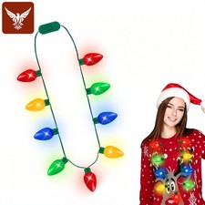 Christmas Light Up Necklaces Colorful 9 Bulbs LED Lights for Holiday Xmas Party