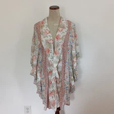 Gigio Floral Ruffled Duster Kimono, Size S
