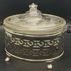 Pyrex RARE Floral Etched Glass 194 Oval Covered Casserole w/Carrier 1915-18 USA
