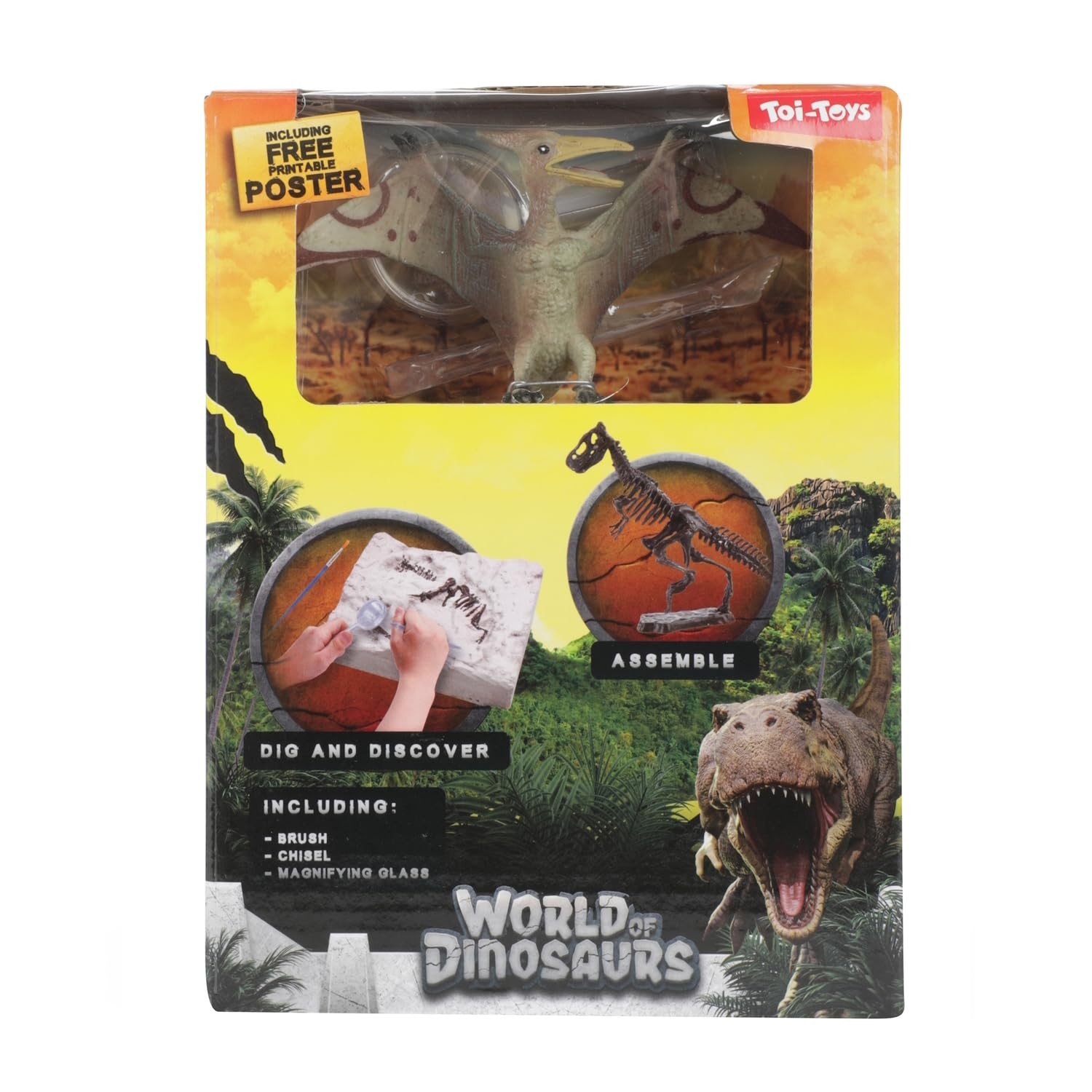 Набор для раскопок динозавров Toi-Toys с фигуркой динозавра и скелетом в случайном порядке