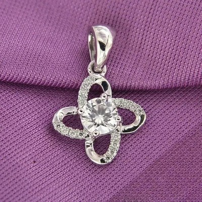 Round Cut 2 Ct Moissanite Pendant Solid 14K White Gold for Women