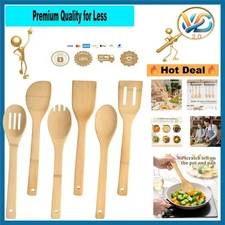 Bamboo Kitchen Utensils Set – 6-Piece Wooden Cooking Tools for Nonstick Pans