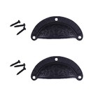 Cabinet or Drawer Bin Pull Black Iron Cup 3 3/4 W x 1 3/4 H | Renovator's Supply