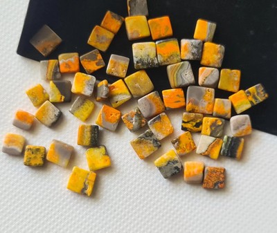 4-5mm Bumble Bee Jasper Square Cabochons, Natural Loose Jasper Plain Smooth