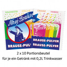 Ahoj Brause Pulver Doppelpack - 2×10 Portionsbeutel – 4 Sorten – je 0,2L Getränk