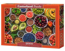 2000 Piece Jigsaw Puzzle, Table Full of Superfood, Food puzzles, Variety of