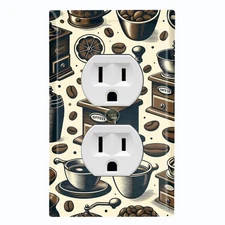 Metal Light Switch Outlet Cover Wall Plate Vintage Coffee Bean Grinders IND107