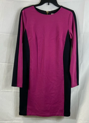 Michael Kors Vestito Donna Multicolore Colorblock Tubino Manica Lunga Taglia 8
