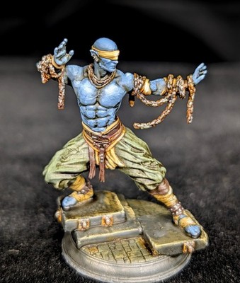 Dark Elf Monk Miniature Hand Painted D&D Drow Rogue Mystic Fantasy Figure