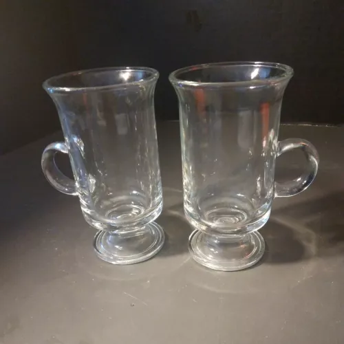 Set of 2Anchor Hocking Irish Glass Coffee Mugs