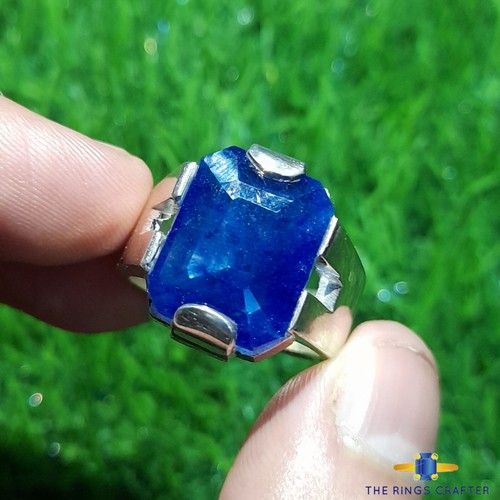 Men's Sapphire Ring Natural Blue Sapphire 925 Sterling Silver Handmade Ring US 9 - Picture 2 of 4