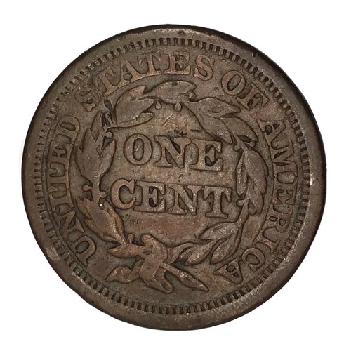 1856 1C Braided Hair Large Cent F # - Bild 2 von 2