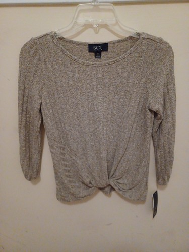 NEW! BCX Junior's Women's Knit Twist-Front Pull over Top Beige Size XS - Picture 2 of 7
