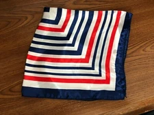 Silk 20" Square Scarf Women Neckerchief Wrap Patriotic Striped
