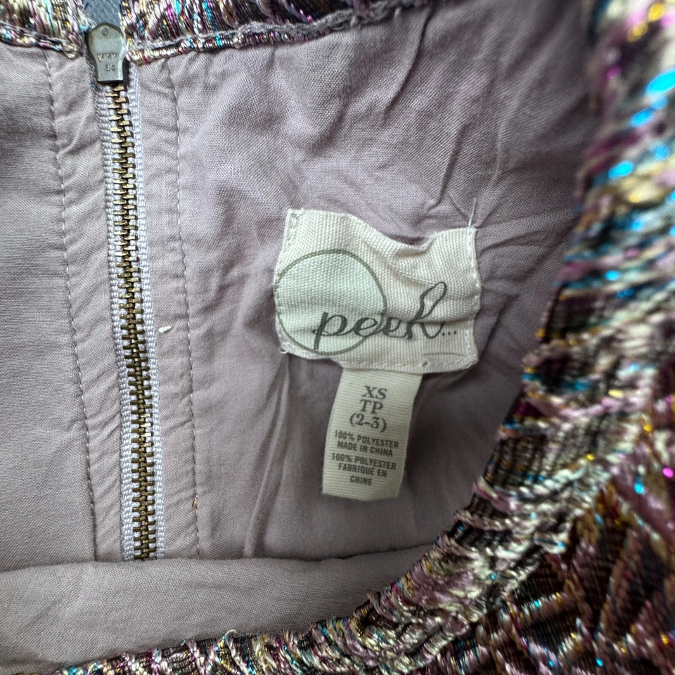 Vestido Peek Niñas XS 2-3 años Metálico Brillo Volantes Sin Mangas Cremallera Espalda Multicolor Foto 2 de 4