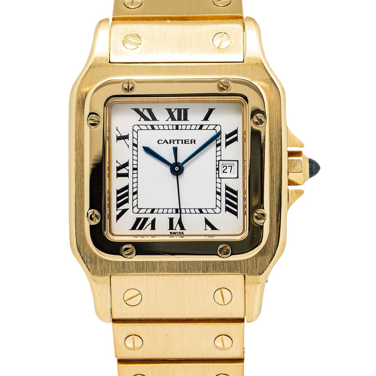 Cartier 18Kゴールド サントス Mens Cartier Santos Skeleton 18K Gold Chandelier Diamonds