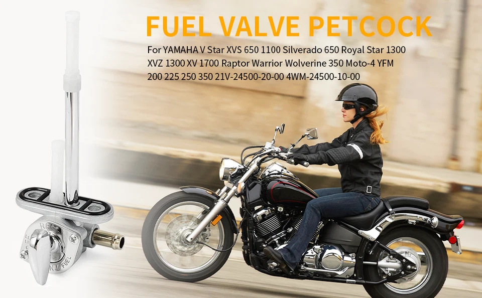 Interruptor de tanque válvula de combustible Petcock para YAMAHA V Star 1100 XVS 1100 personalizado 1999-2009 Foto 3 de 4