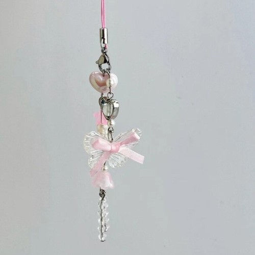 Butterfly Pendant Phone Cord for Ladies Colorful Beaded Keychain Bag Accessory - Zdjęcie 3 z 8
