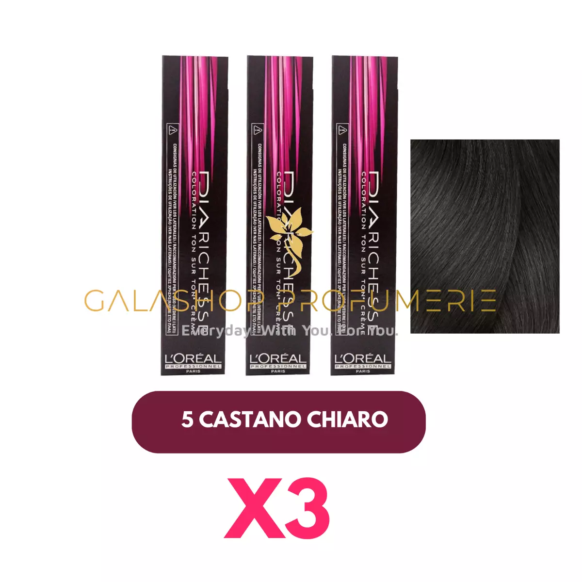 X3 Dia Richesse 5 Chestnut Light L'Oreal Color Hair Cream No Ammonia