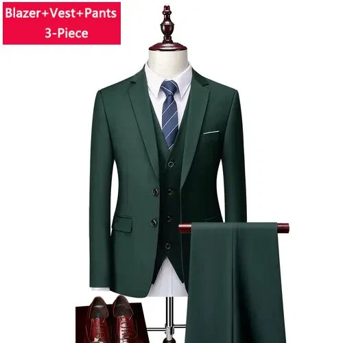 ( Sakko + Weste + Hose ) Boutique Herren Anzug 3-teiliges Set Bräutigam Brautkleid - Bild 34 von 52